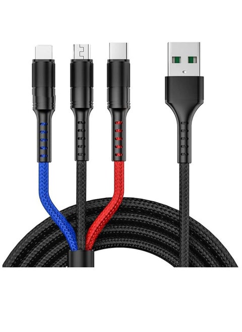 3 in 1 Multi 5A original fast charging 1.2m cable, CE, FCC, ROSH Certified, Lighting/Type C/Micro, compatible with iPhone 3A /Huawei/Samsung/OPPO vooc/Xiaomi/Honor TYPE C 5a