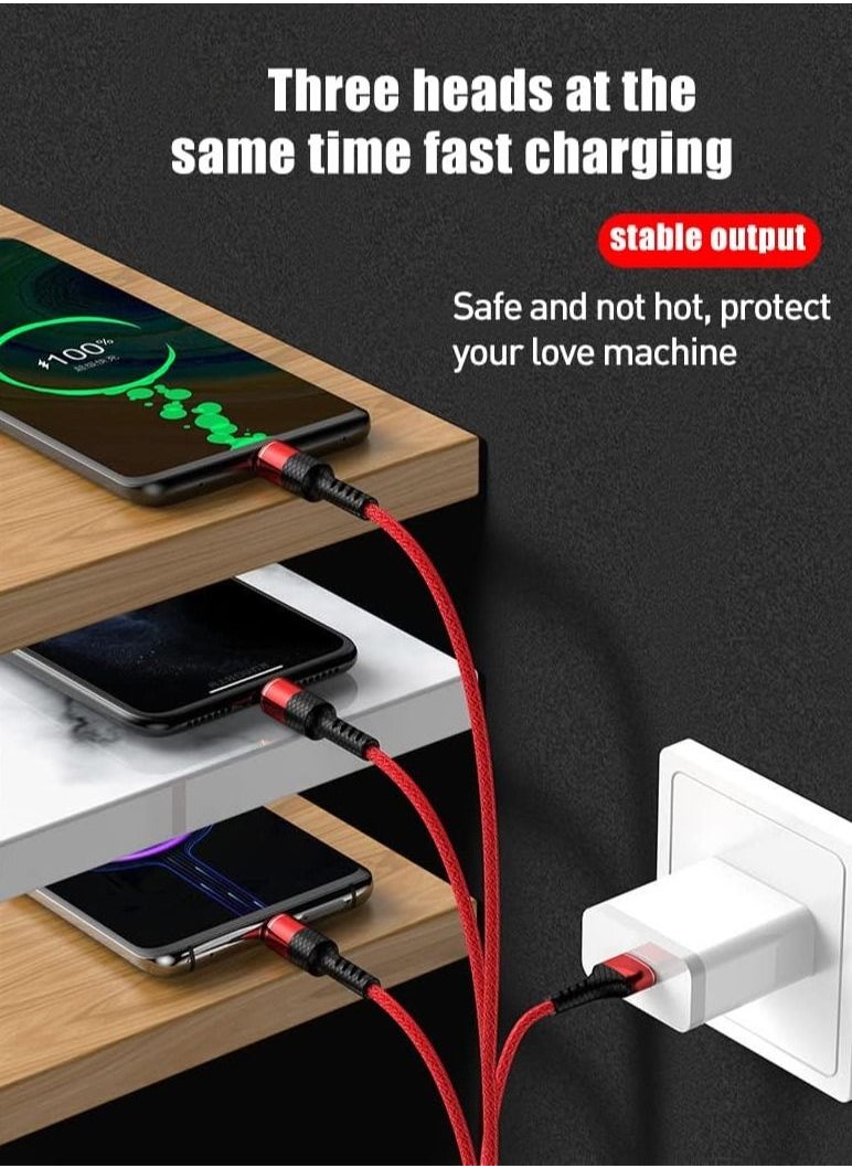 Generic - 3 in 1 Multi 5A original fast charging 1.2m cable, CE, FCC, ROSH Certified, Lighting/Type C/Micro, compatible with iPhone 3A /Huawei/Samsung/OPPO vooc/Xiaomi/Honor TYPE C 5a - Image 1