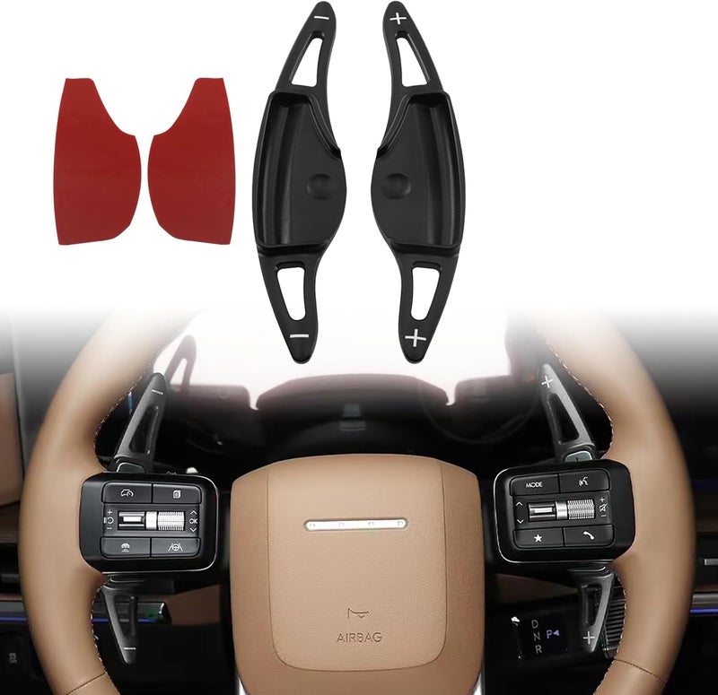 sumaikeji Aluminum Car Steering Wheel Shift Paddle Extension Stickers for Hyundai Santa Fe/Santa Fe HEV 2024-2025, Palisade 2026 (Black) - Image 1