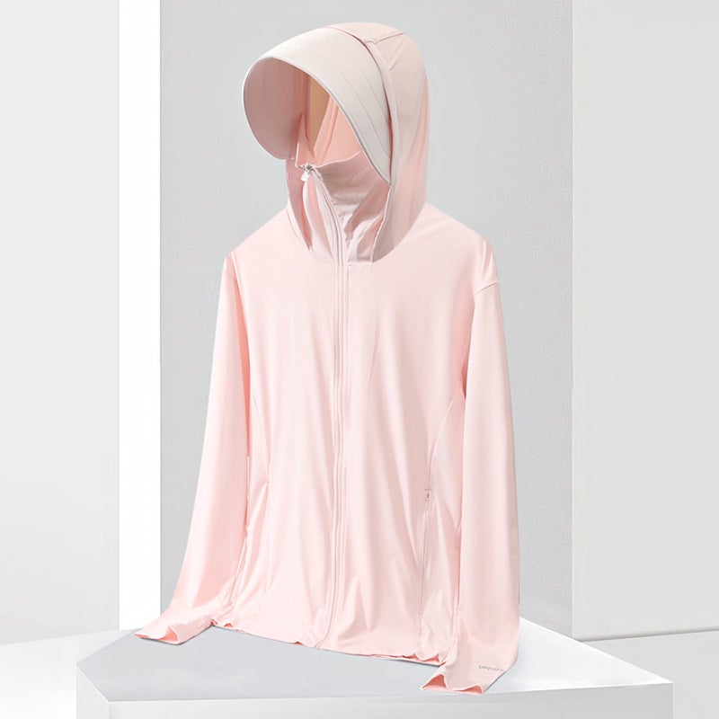 Generic Original Yarn for Men and Women Couples Sun Protection Clothing Removable Hat Brim Ice Silk UPF50 UV Protection Outdoor Sun Protection Clothing Ice Dew Powder