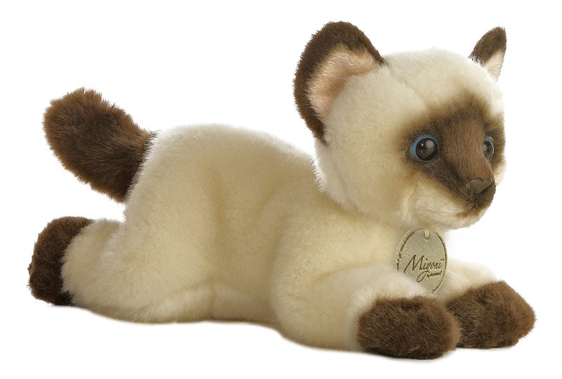 AuroraÂ® Adorable MiyoniÂ® Siamese Cat Stuffed Animal - Lifelike Detail - Cherished Companionship - Brown 8 Inches - Image 1
