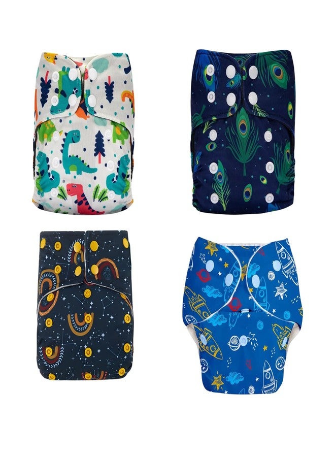 MOMSARC Cotton Cloth Diapers For Baby, Washable & Reusable Cotton Langot for New Born 0-3 Years, Freesize Leak Proof Diapers with Quick Dry Pad + 4 Insert Pads, Reduces Rash,(Multicolur, 4 Combo Pack) - Image 1