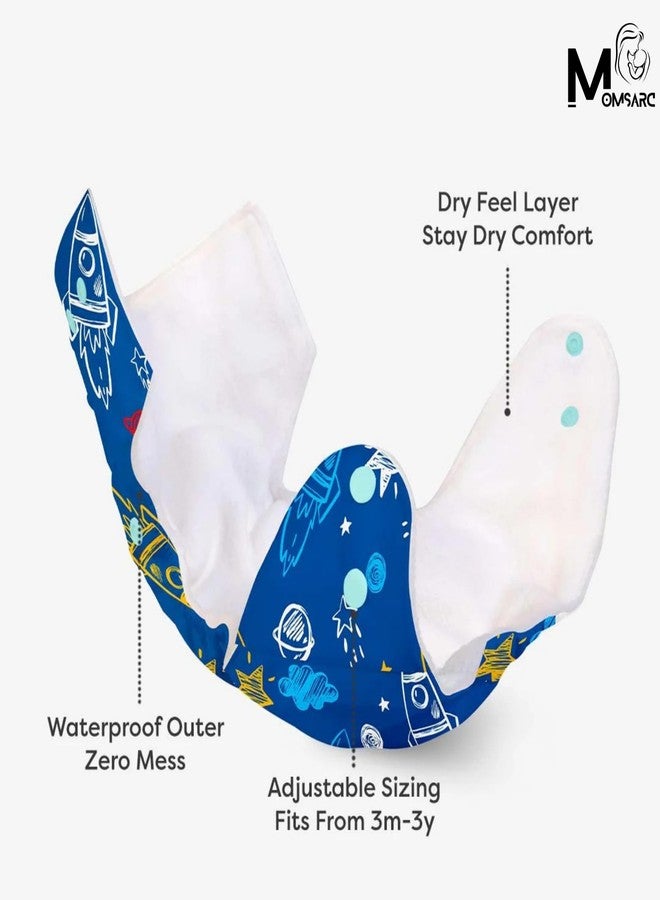 MOMSARC Cotton Cloth Diapers For Baby, Washable & Reusable Cotton Langot for New Born 0-3 Years, Freesize Leak Proof Diapers with Quick Dry Pad + 4 Insert Pads, Reduces Rash,(Multicolur, 4 Combo Pack) - Image 4
