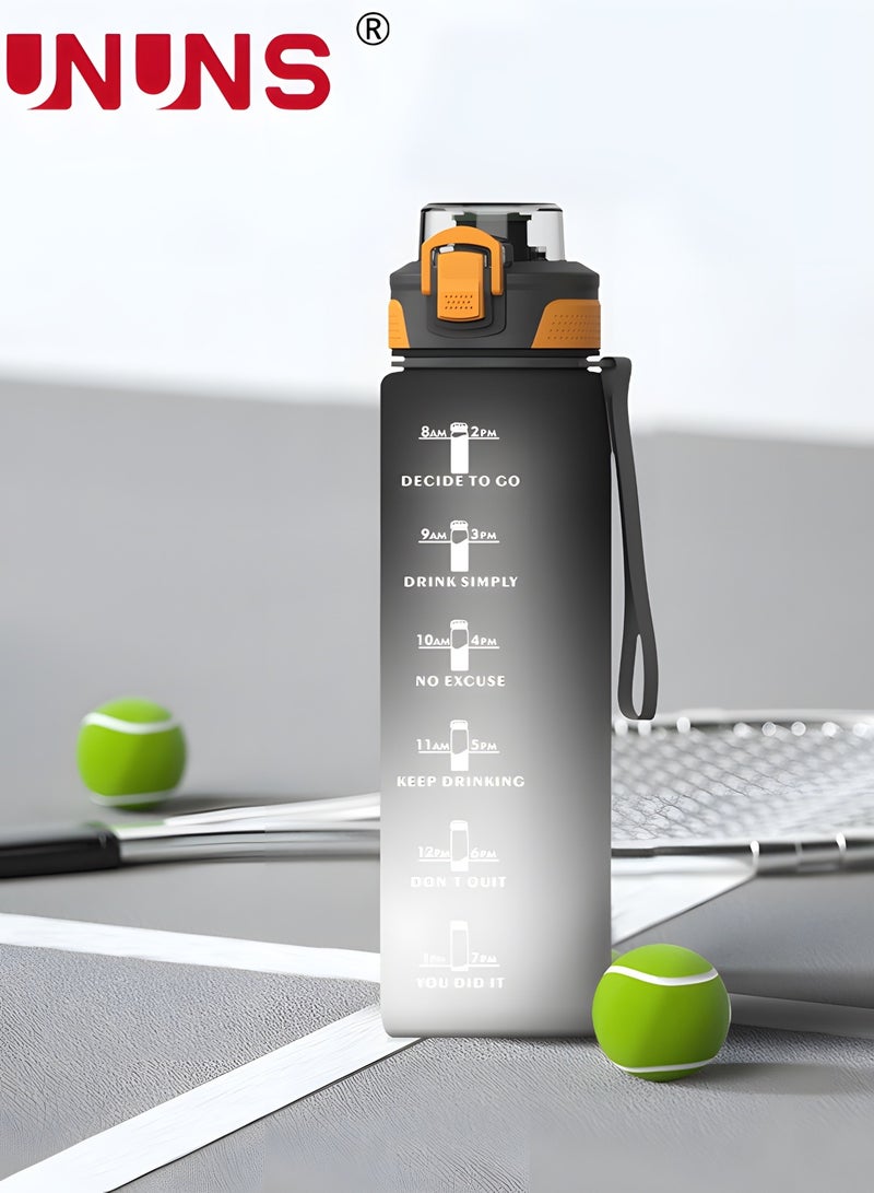 UNUNS 1L Motivational Water Bottle with Time Marker, Leakproof BPA & Toxic Free, Inspirational Tritan Sports Drinking Jug Water Jug with Flip Spout Fit for Home Office, Gym, Outdoor Sports - Image 1