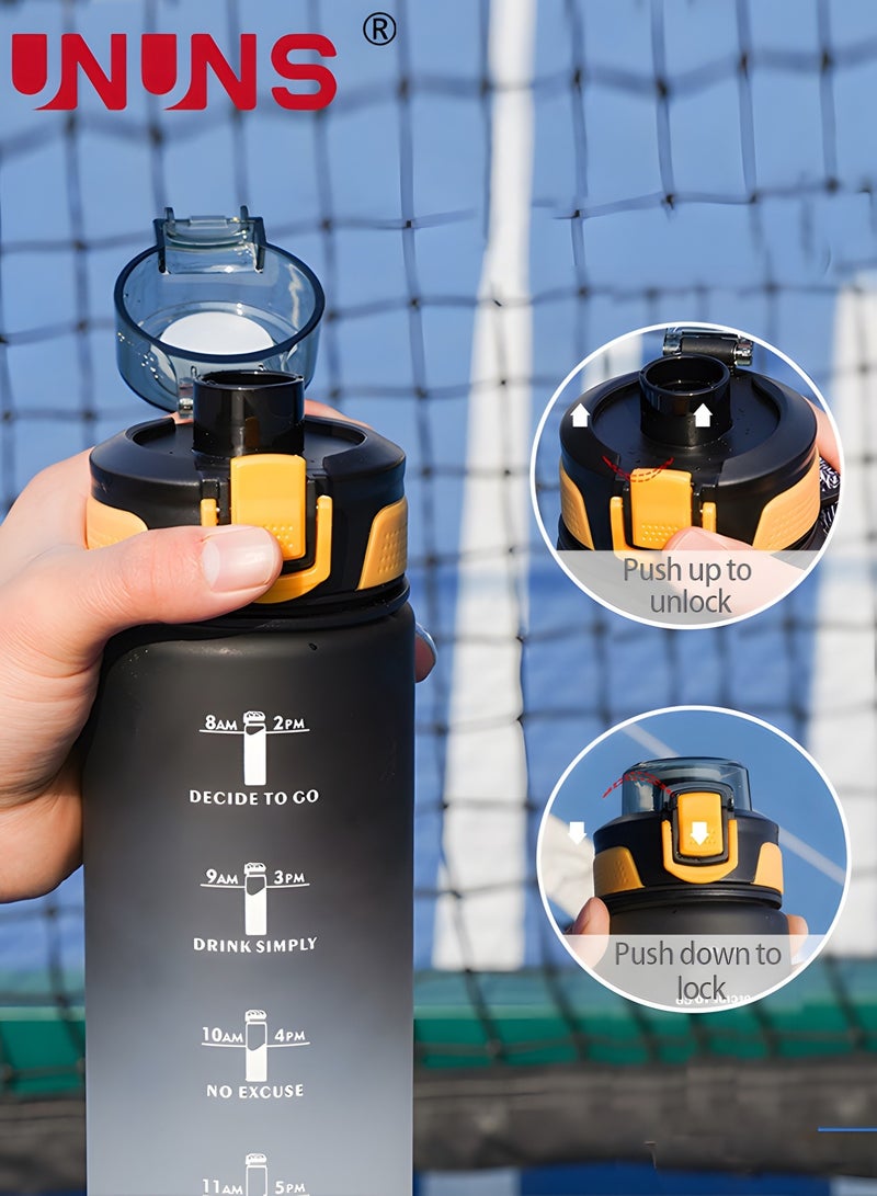 UNUNS 1L Motivational Water Bottle with Time Marker, Leakproof BPA & Toxic Free, Inspirational Tritan Sports Drinking Jug Water Jug with Flip Spout Fit for Home Office, Gym, Outdoor Sports - Image 2