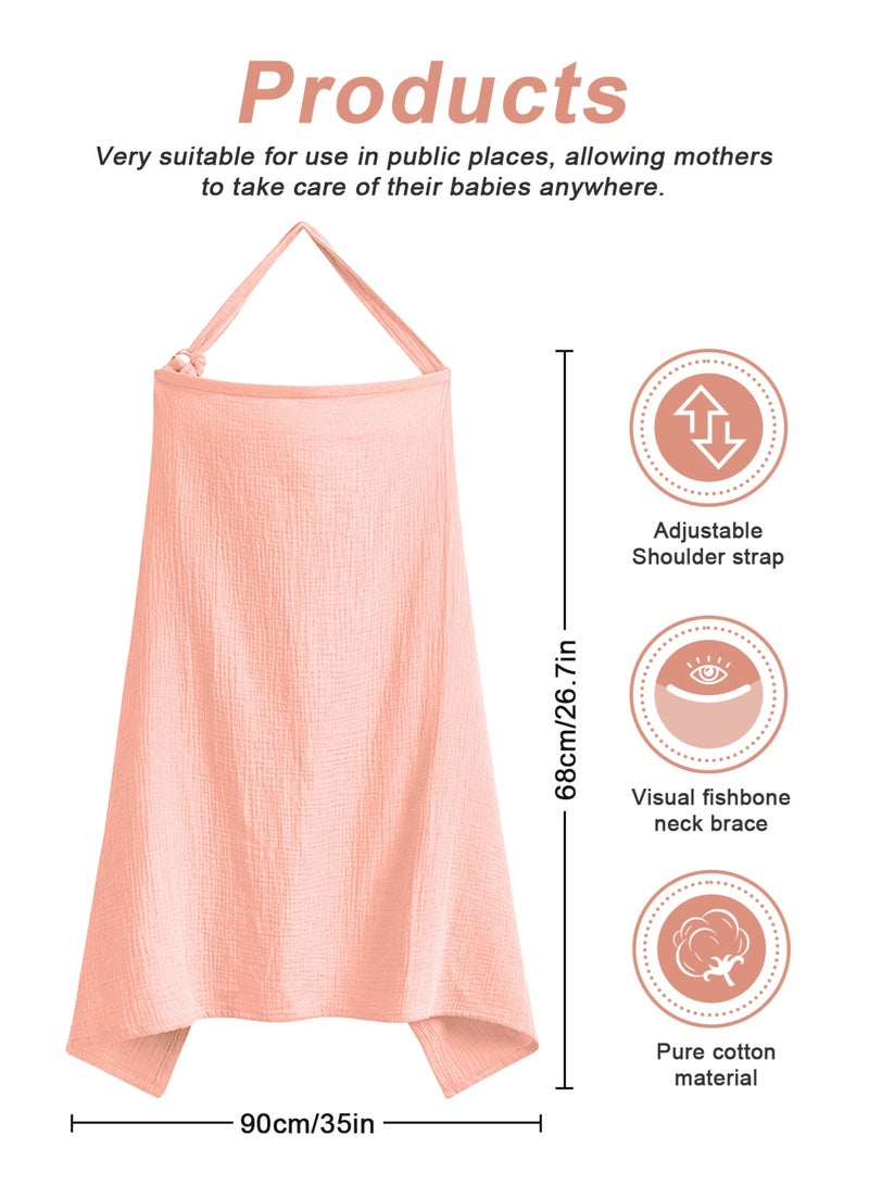 URbazaar Muslin Nursing Cover for Baby Breastfeeding, 100% Cotton Breathable Natural Nursing Cover with Solid Loop for Mom Nursing Apron, Summer Pink - Image 2