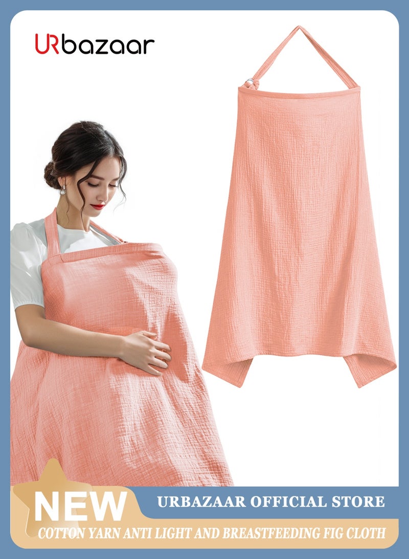 URbazaar Muslin Nursing Cover for Baby Breastfeeding, 100% Cotton Breathable Natural Nursing Cover with Solid Loop for Mom Nursing Apron, Summer Pink - Image 1