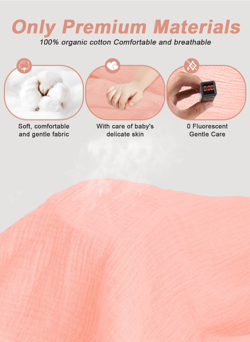 URbazaar Muslin Nursing Cover for Baby Breastfeeding, 100% Cotton Breathable Natural Nursing Cover with Solid Loop for Mom Nursing Apron, Summer Pink - Image 3