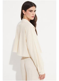 JUNE June Women Cotton Stone Detailed Crop Woven Shirt Stone  - Image 5