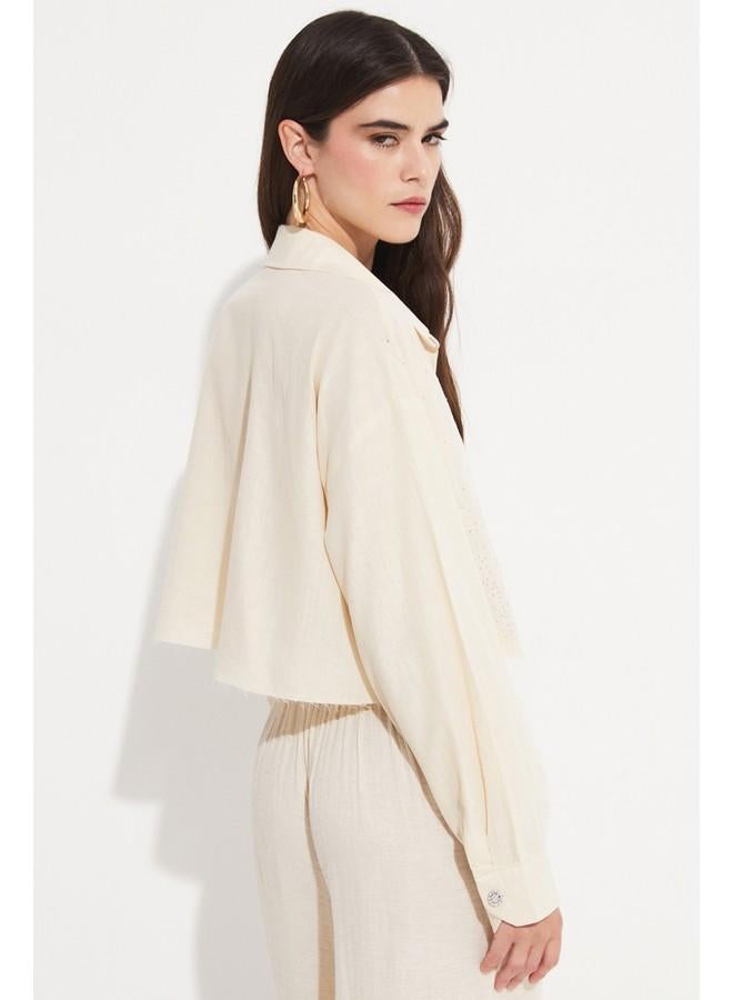 جون قميص قطن نسائي مفصل بحجر من جوني - ستون - Image 5