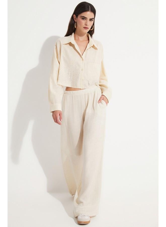 جون قميص قطن نسائي مفصل بحجر من جوني - ستون - Image 2