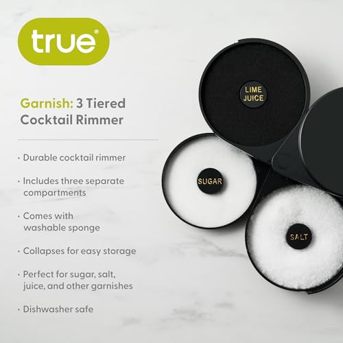 True 3-Tiered Cocktail Rimmer – Salt, Sugar, & Lime Juice Garnishing Tool – Dishwasher Safe for Home Bars - Bartender Accessory, Home Bar Supplies - Set of 1 - Image 2