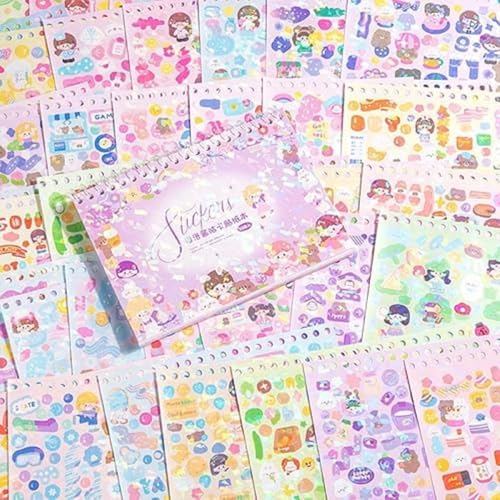 FAMOUS QUALITY Kawaii Stickers Book – 50 Sheets/4000 Stickers, Cartoon Theme Sticker for Girls, Cute Washi Sticker for Project, Japanese Style Decorative Sticker, Self-Adhesive (Sweet Purple) - Image 5
