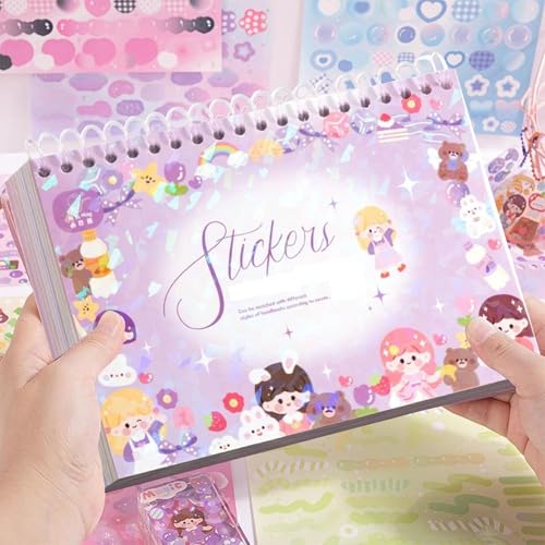 FAMOUS QUALITY Kawaii Stickers Book – 50 Sheets/4000 Stickers, Cartoon Theme Sticker for Girls, Cute Washi Sticker for Project, Japanese Style Decorative Sticker, Self-Adhesive (Sweet Purple) - Image 2
