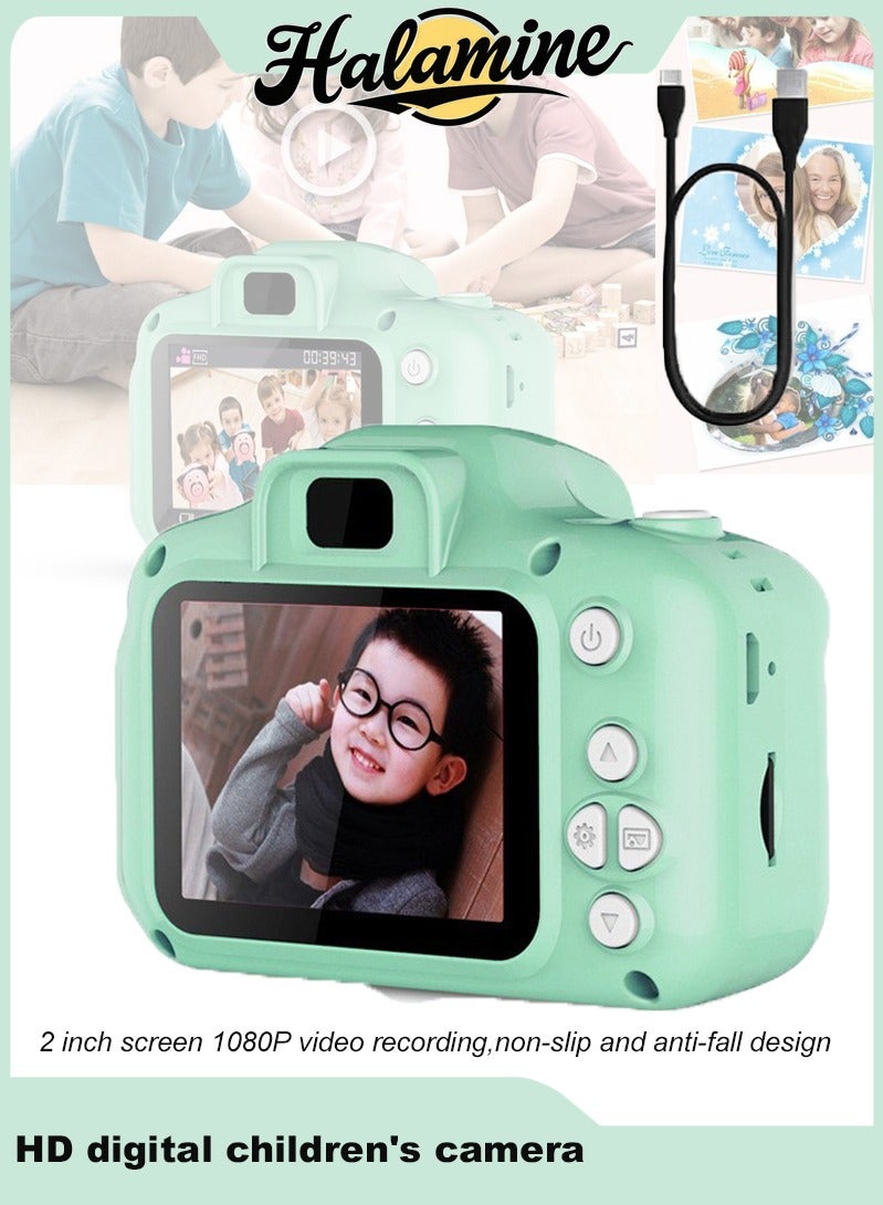 Halamine Kids Mini Digital Camera, LCD 2inch HD Digital Camera Video Photo Recorder Kids , Rechargeable, Green - Image 1