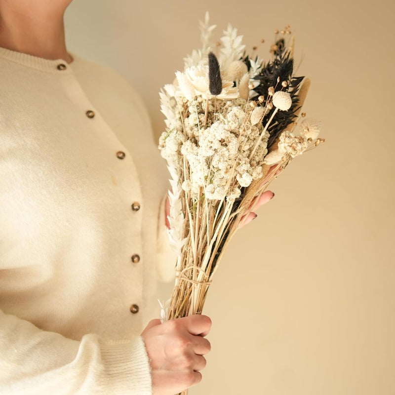 Arte Casa Arte Casa Dried Flower Wednesday Bunch Unique Flower Bunch Black White Decorative Flowers Gift for Special Occasions Ideal for Anniversary Valentine 1 Bunch White Black  - Image 2