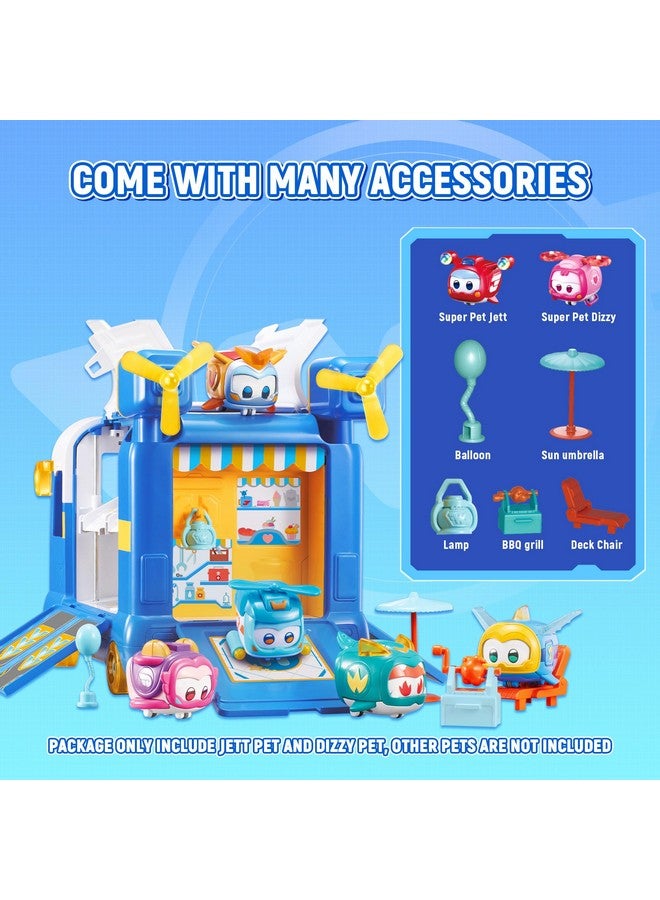 Super Wings Season 7 New Super Pets' Mini Base，Transforming Playset from Bus to Aircraft, with Super Pet Jett & Dizzy, Role Play Toys for Kids, Gifts for Girls Boys Age 3+ - Image 5