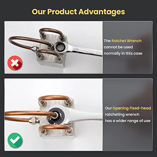 Anbull Wrench Set 8PCS SAE with Open-end Fixed-head, Combination Ratcheting Wrench Set with 72 Gears CR-V Steel Constructed 1/2'' 3/4'' 3/8'' 5/8'' 5/16'' 7/16'' 9/16'' 11/16'' - Image 2