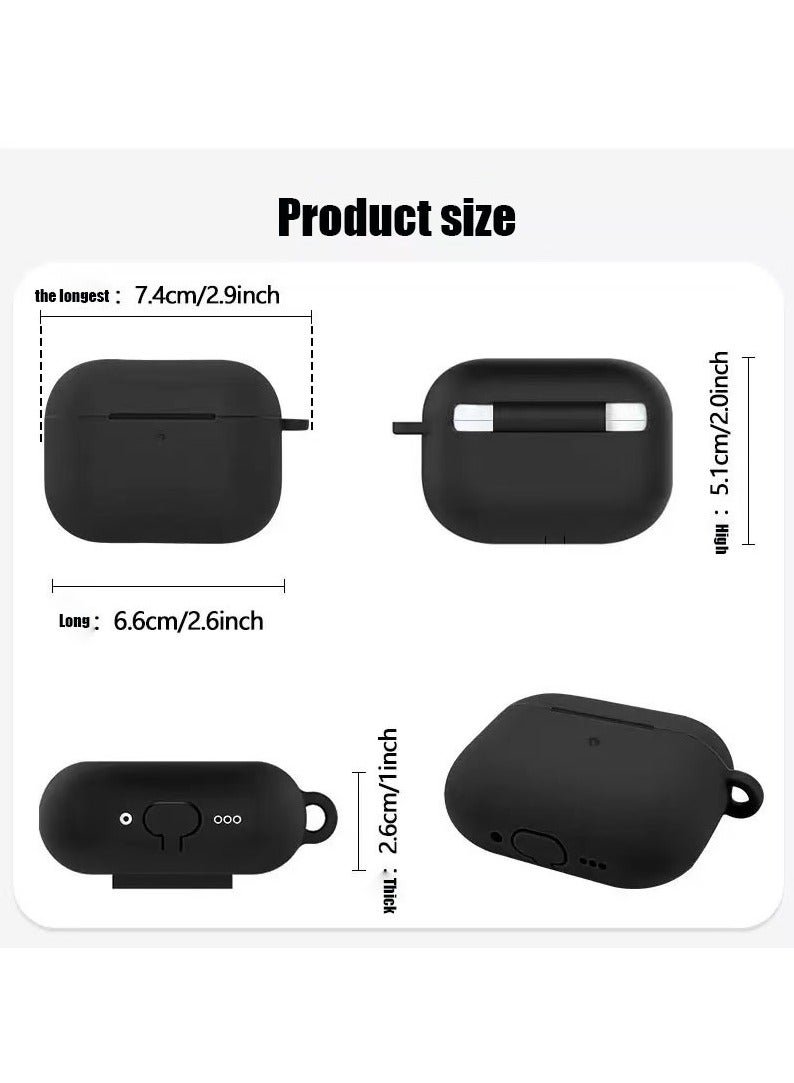 دكينج حافظة لاصقة ناعمة لسماعة Airpods Pro 3 [2025] حافظة AirPods Pro 3 مقاومة للبقع (أسود) - Image 5