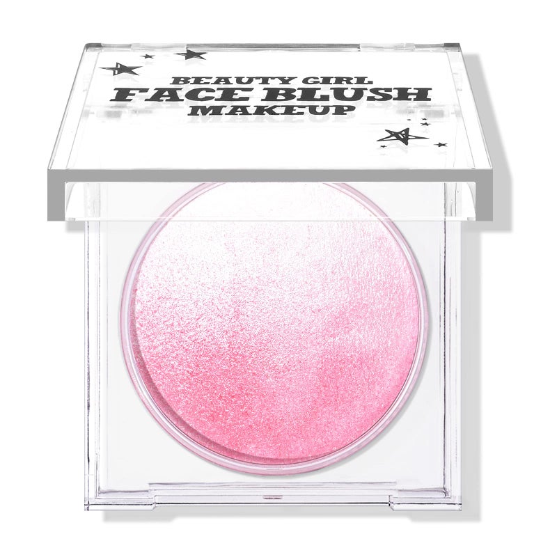 KYDA Pink Baked Blush Pink Glow Powder for Blush and Highlighter High Glossy Finish Lightweight Blendable Shimmer Blusher Multiuse Baked Powder 053 oz