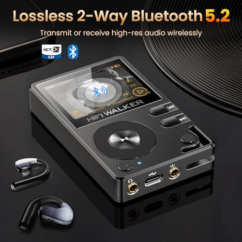 HIFI WALKER H2 HiFi MP3 Player with Bluetooth 5.2, Lossless DSD FLAC Player, Digital Audio Player Hi Res Portable Music DAP Player with 64GB Micro SD Card, Support Up to 512GB - Image 4