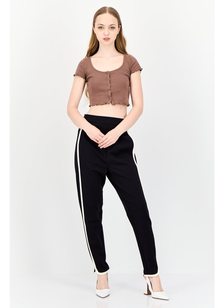 Juicy Couture Women Regular Fit Straight Leg Solid Pants, Black  - Image 4