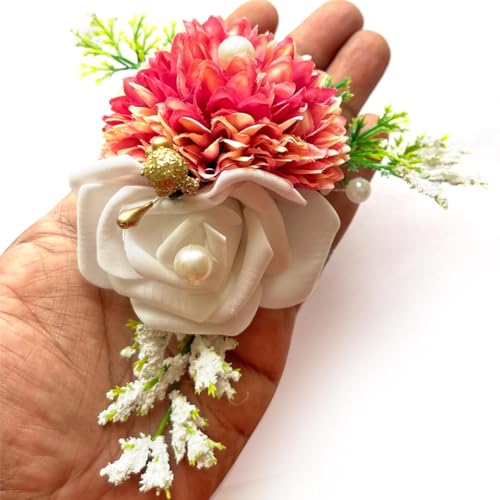 ADIKALA™ Handmade Artificial Carnations & Foam Rose Flower Bunch for Trousseau Packing, Ready to use Flower Brooch Hamper for Decoration, Gift Wrapping Flowers (6, Multi Color) - Image 2