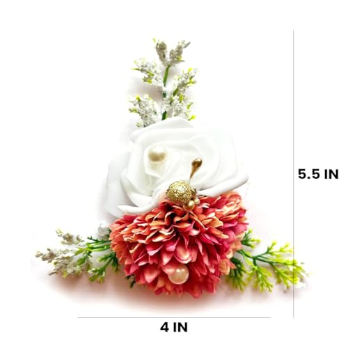 ADIKALA™ Handmade Artificial Carnations & Foam Rose Flower Bunch for Trousseau Packing, Ready to use Flower Brooch Hamper for Decoration, Gift Wrapping Flowers (6, Multi Color) - Image 4