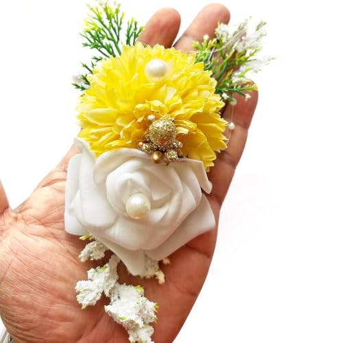 ADIKALA™ Handmade Artificial Carnations & Foam Rose Flower Bunch for Trousseau Packing, Ready to use Flower Brooch Hamper for Decoration, Gift Wrapping Flowers (6, Multi Color) - Image 3