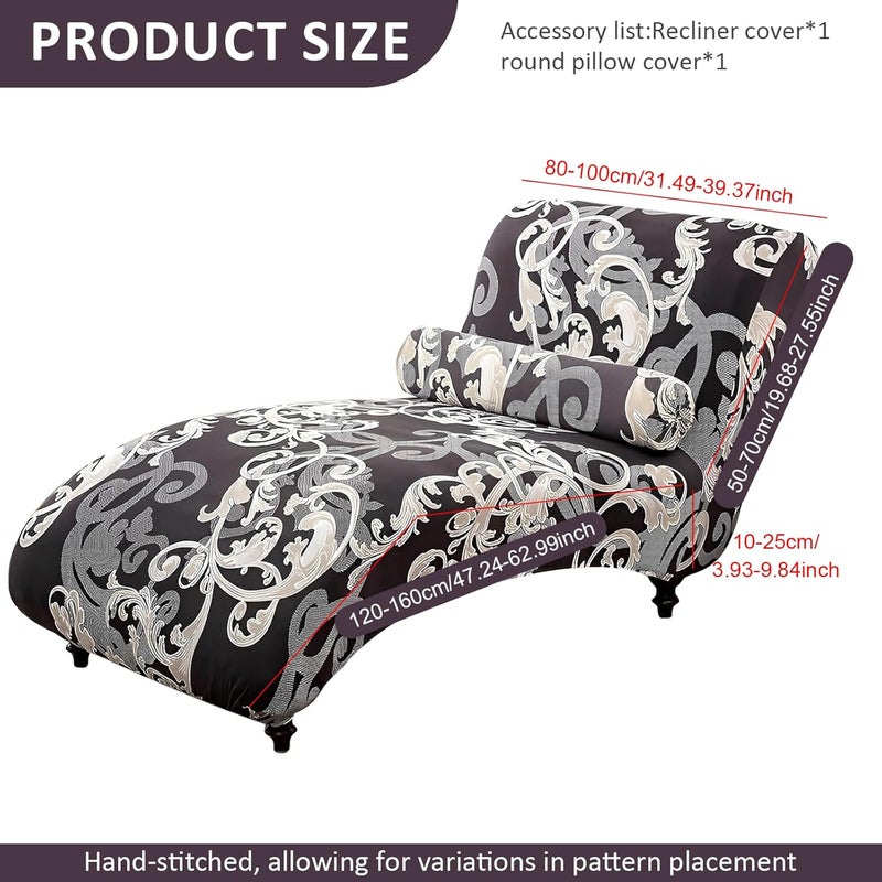 windforgecraft Chaise Lounge Cover Armless Chaise Lounge Indoor Slipcover Jacquard Curved Chaise Chair Covers Stretch Chaise Chair Covers All Inclusive Recliner Slipcovers for Living Room Bedroom - Image 2