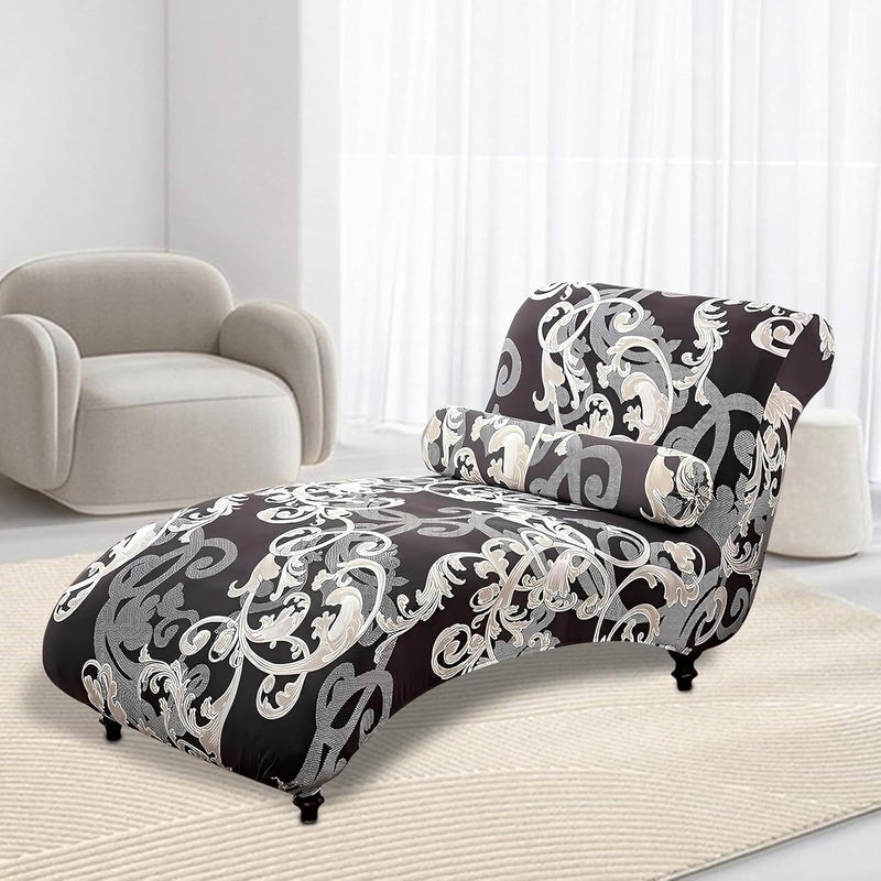 windforgecraft Chaise Lounge Cover Armless Chaise Lounge Indoor Slipcover Jacquard Curved Chaise Chair Covers Stretch Chaise Chair Covers All Inclusive Recliner Slipcovers for Living Room Bedroom - Image 4