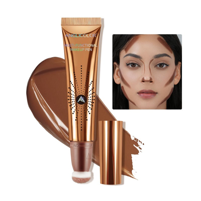 Anglicolor Contour Stick With Cushion Applicator, Liquid Wand, Cream Smooth, Bronzer Stick Lightweight for Face, Vegan & Cruelty-Free (02#Fair/Medium, 12ML) - Image 1