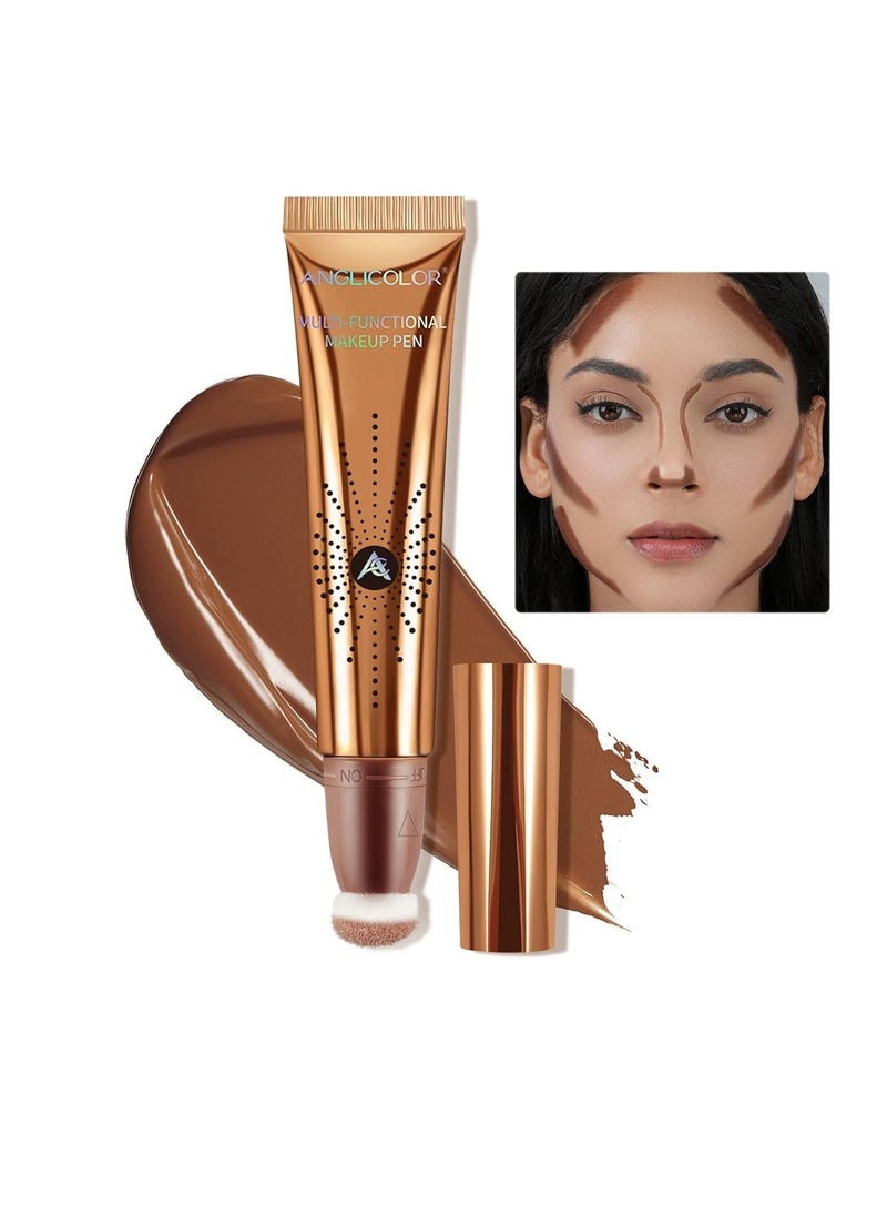 Anglicolor Contour Stick With Cushion Applicator,Liquid Contour Wand,Cream Contour Smooth,Bronzer Stick Lightweight Liquid Bronzer For Face (02#Fair/Medium)  - Image 1