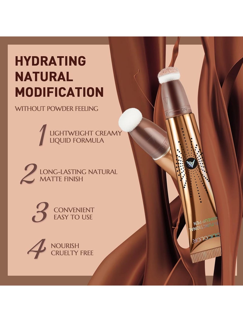 Anglicolor Contour Stick With Cushion Applicator,Liquid Contour Wand,Cream Contour Smooth,Bronzer Stick Lightweight Liquid Bronzer For Face (02#Fair/Medium)  - Image 3