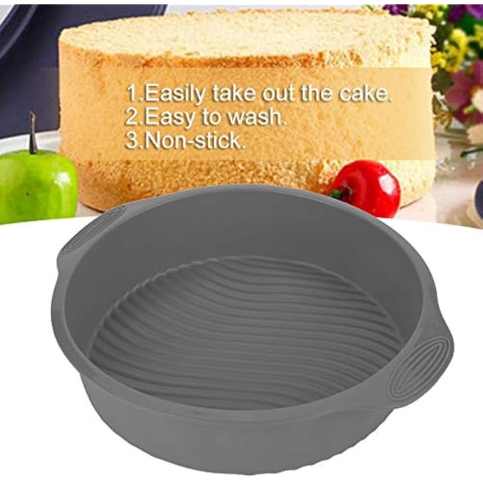 Samfox Cake Pan 9 Inch Silicone Cake Pan Round Baking PanGrey - Image 3