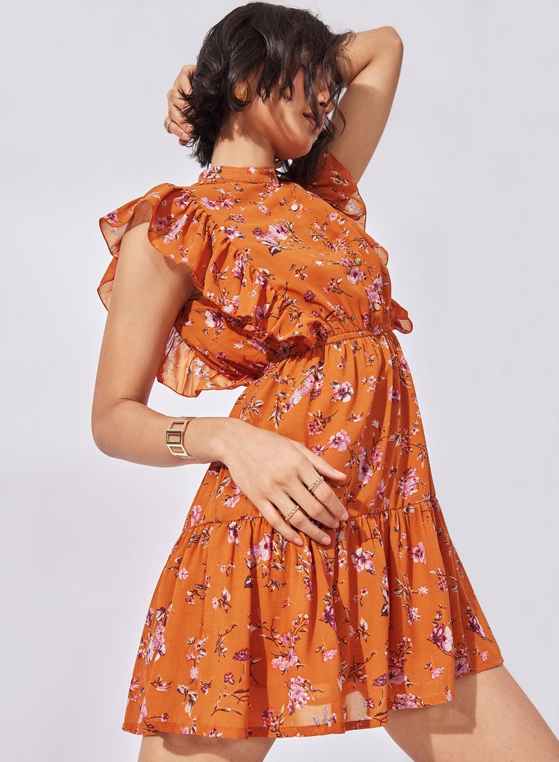 The Label Life Floral Tiered Mini Dress - Image 4