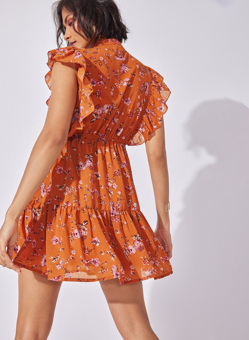 The Label Life Floral Tiered Mini Dress - Image 5