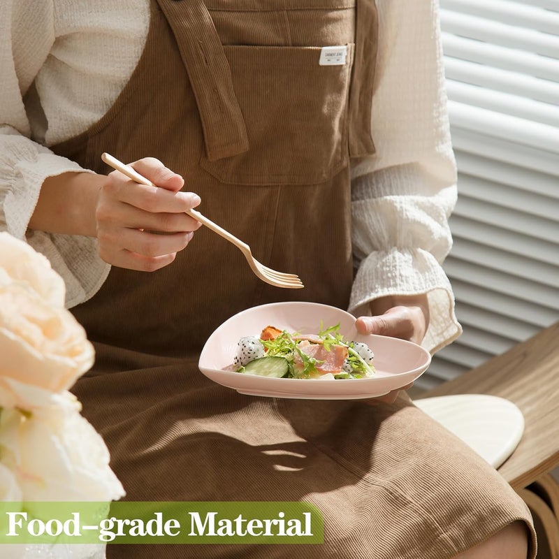 TAMAYKIM 75 Inch Porcelain Dessert Plates Heart Shaped Salad Appetizer Plates Small Dinnerware Set Restaurant Dishes Microwave Oven  Dishwasher Safe Pink Set of 8 - Image 2