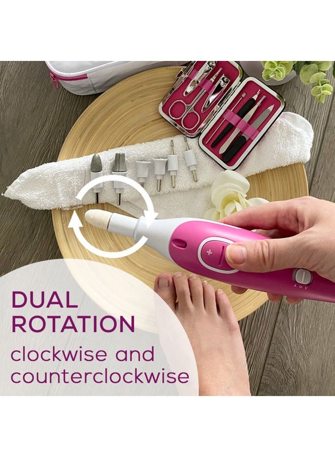 Beurer MP44 Professional Manicure and Pedicure Nail Drill Set, E-File with 7 attachments, LED Light, Electric Nail File with Additional Manual Nail kit, Pink - Image 2