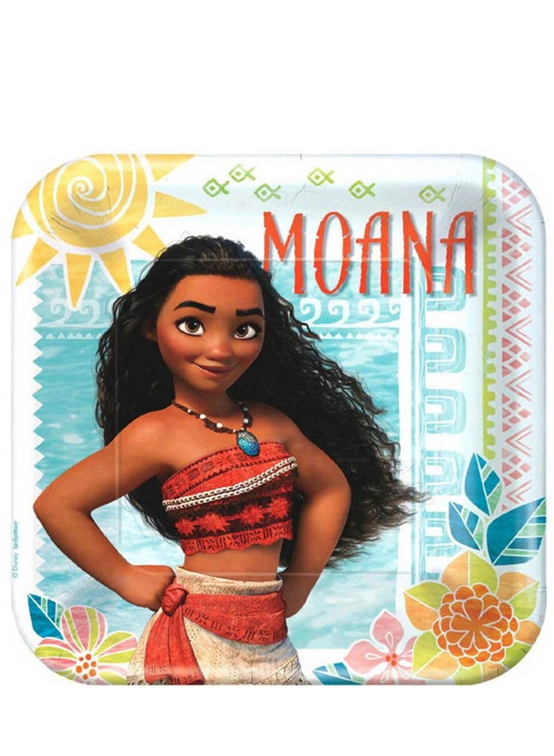 Amscan Moana, 57 Piece Tableware Party Supplies For 8 Guests, Includes Napkins, Plates, Cups, Cutlery And Tablecover, Multicolor - Image 4