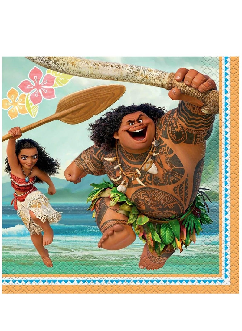 Amscan Moana, 57 Piece Tableware Party Supplies For 8 Guests, Includes Napkins, Plates, Cups, Cutlery And Tablecover, Multicolor - Image 5