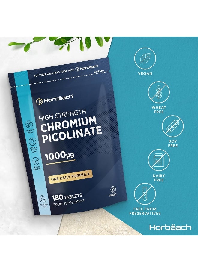 Horbäach Horbäach Chromium Picolinate 1000mcg | 180 Tablets | Supplement for Vegans & Vegetarians | Supports Normal Blood Sugar Levels | No Artificial Preservatives  - Image 4