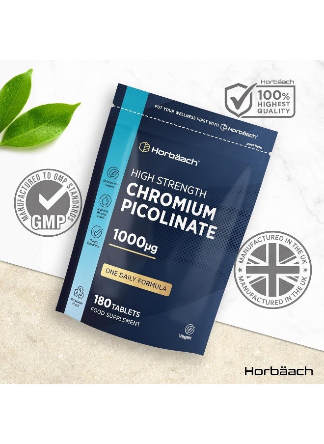 Horbäach Horbäach Chromium Picolinate 1000mcg | 180 Tablets | Supplement for Vegans & Vegetarians | Supports Normal Blood Sugar Levels | No Artificial Preservatives  - Image 5