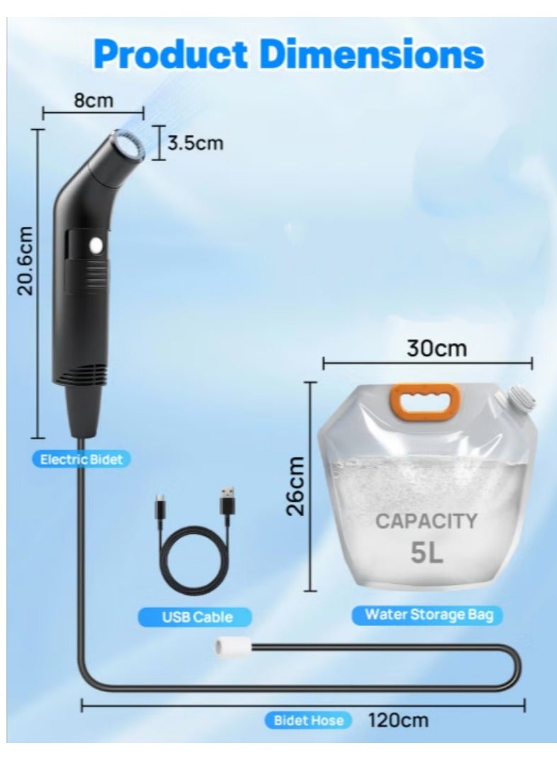 Compact bidet sprayer for travel.Portable Electric Bidet shattaf with 1.2m Hose and 5L Water Bag - Rechargeable, Compact, and Versatile Personal Hygiene Solution for  Home, Baby Care, Camping。Limited time special prices,Yellow Friday Sale - Image 2