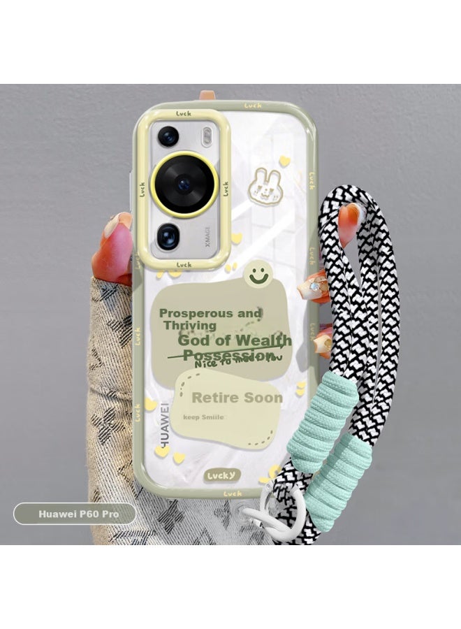 Inkaida Yingkaida Huawei P60 Pro Phone Case, P60 Pro Protective Cover, Full Protection, Shockproof, Anti-Fingerprint, Creative Design For Men And Women, Puff Style "Rising Water" + Lanyard - Image 1