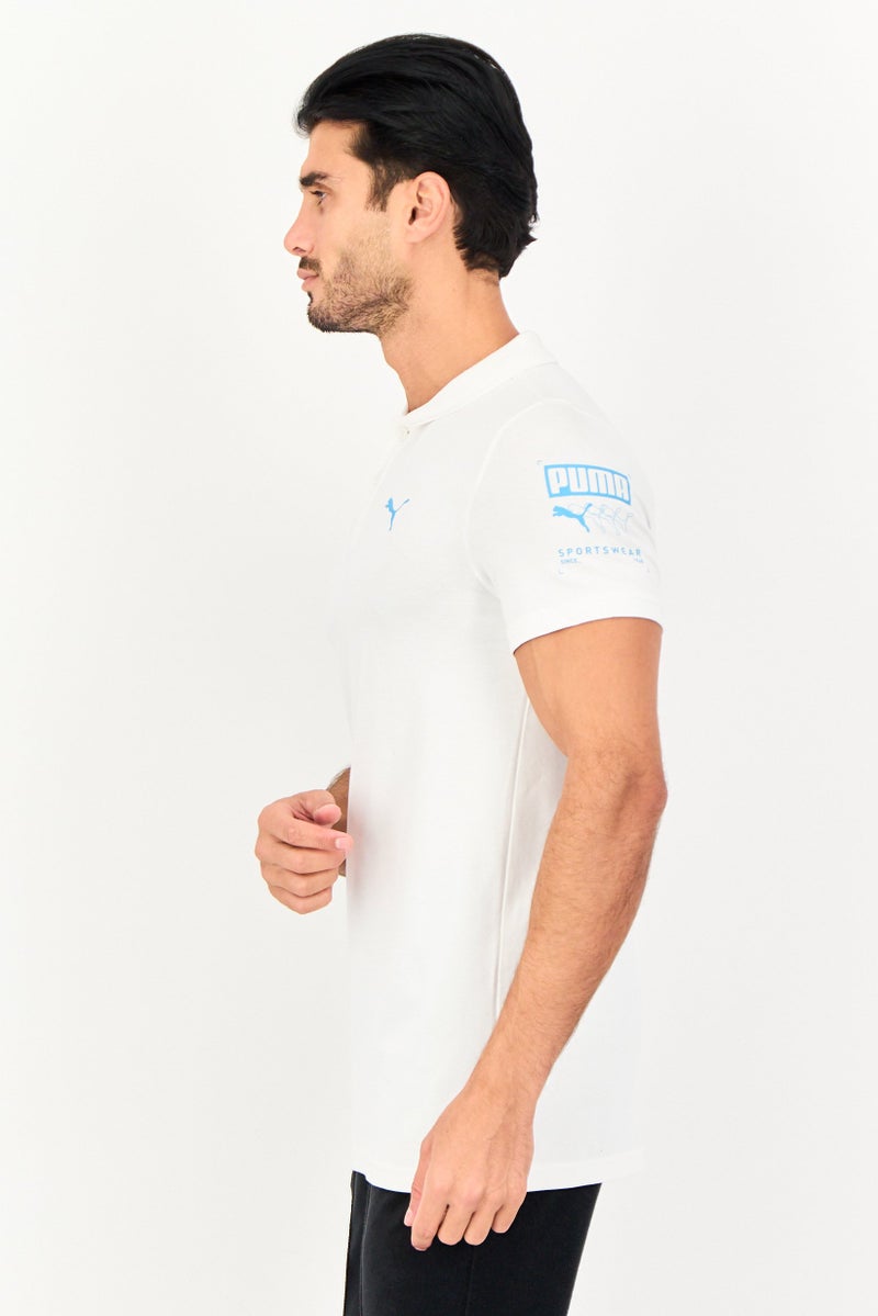 PUMA Men Slim Fit Short Sleeve Outdoor Polo Shirts, White - Image 3