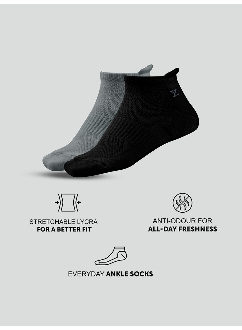 XYXX XYXX Men's Cotton Blend Modern Intellieaze Everyday Ankle-Length Socks With Odour-Free Freshness pack of 4 - Image 2