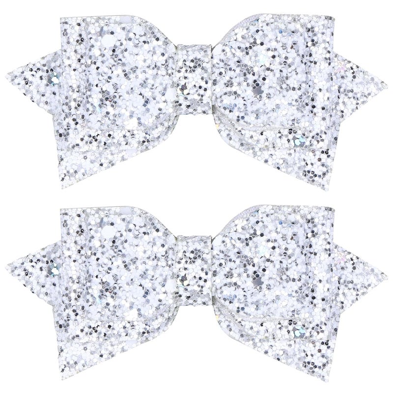 Miroksh مشابك شعر فضية لامعة 3 بوصة للفتيات الصغيرات زينة عيد الميلاد دبابيس شعر جديدة لحفلات الزفاف والاحتفالات وديكور الملابس هدايا عيد الحب بعيد الميلاد