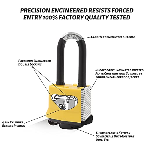 CINCINNO Weatherproof Padlocks for Outdoor Use, 6 Pack Keyed Alike Padlocks with 1-9/16" Wide Body, Heavy Duty Pad Lock for Sheds, Storage Unit, Gate, Fence, Toolbox, Locker - Image 3