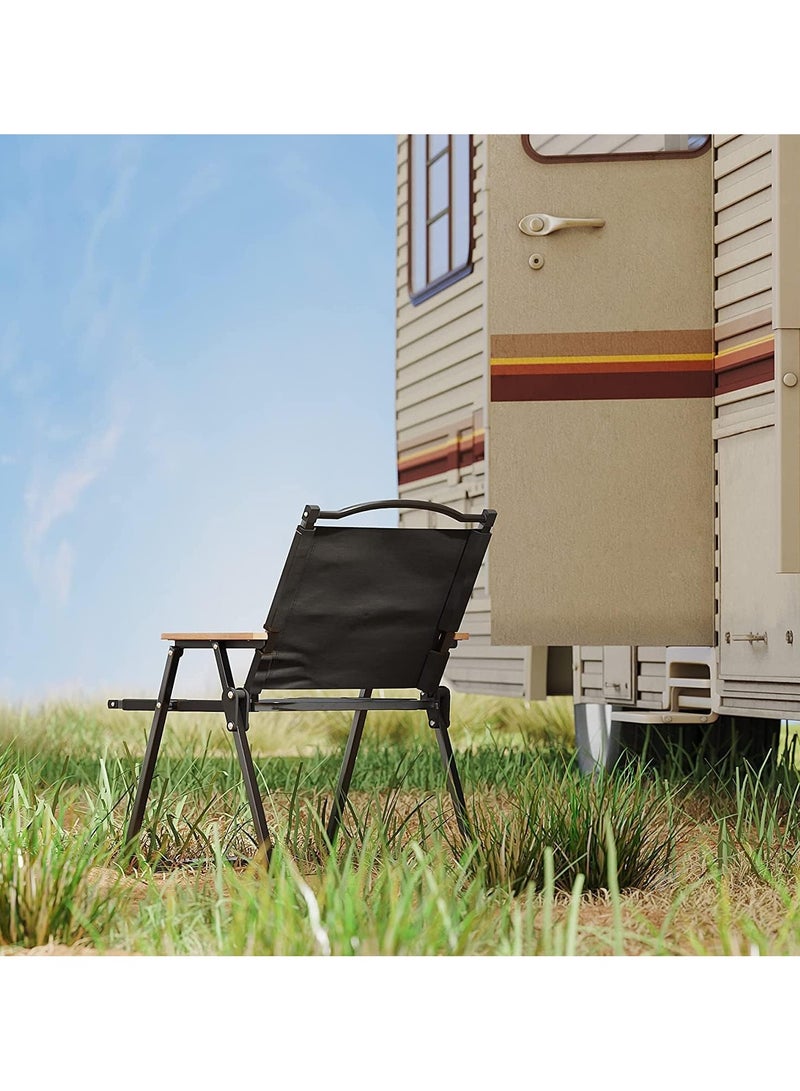 كرسي تخييم كويينج، كرسي قابل للطي في الهواء الطلق، كرسي شاطئ خفيف الوزن محمول للتخييم في الهواء الطلق، والسفر، والنزهة، والمشي لمسافات طويلة، والرحلات الخلفية، يدعم 420 رطلاً مع حقيبة حمل (أسود) - Image 2